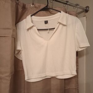 SHEIN White Crop Top Knit Casual